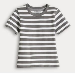 Gray & White Striped T-Shirt XS
